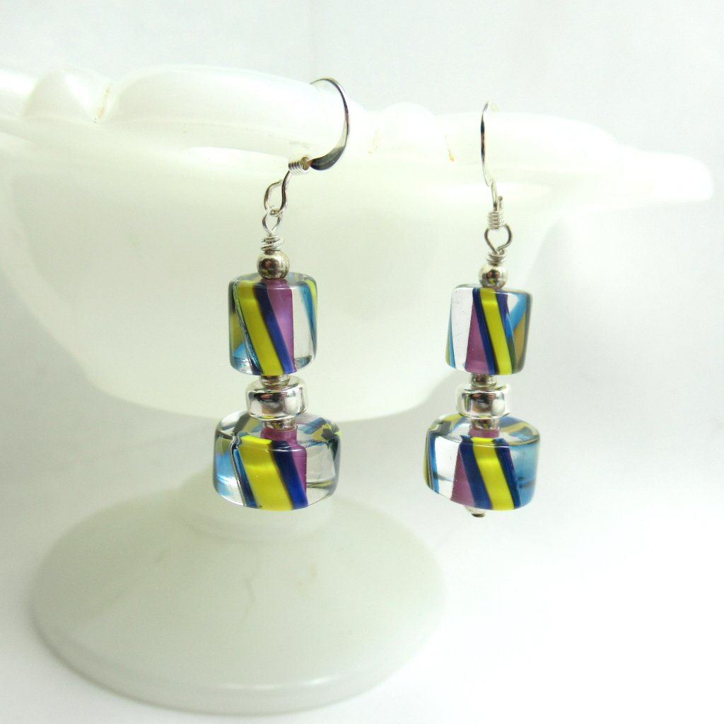 Cane Glass Earrings